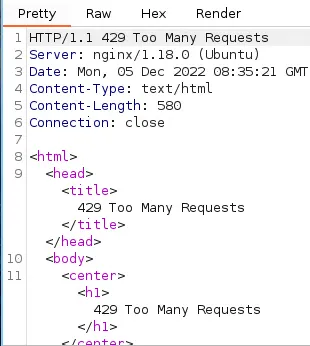 A screenshot which shows that we’re being rate-limited